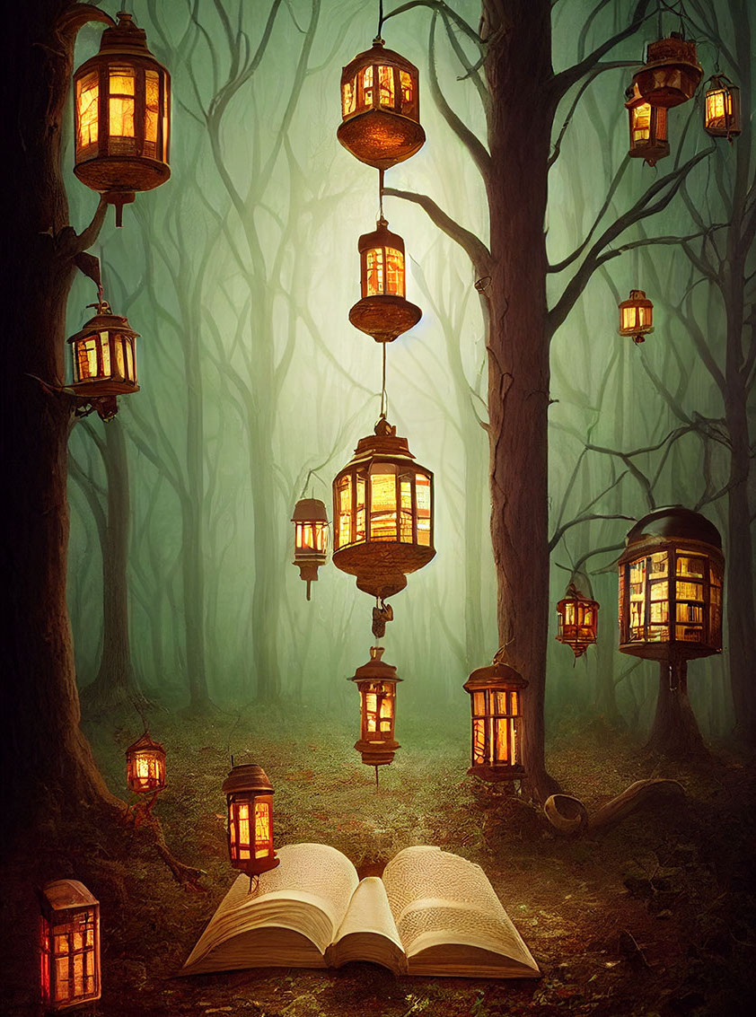 https://unrealpuzzles.com/wp-content/uploads/2023/03/Magical-library-in-a-forest-with-lanterns-hanging-from-branches-sunlight-glowing.-by-@pokylittlepuzzler-www.jpg